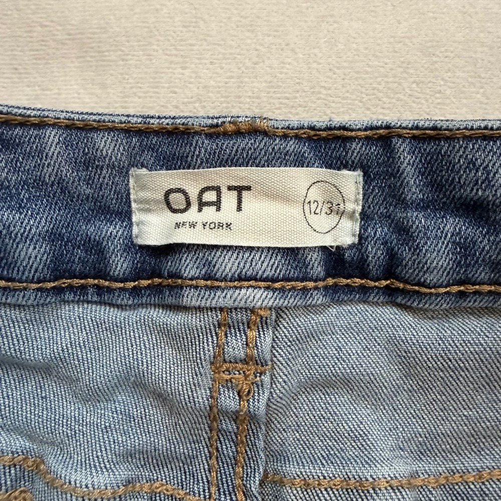 OAT New York Women Blue HIgh Rise Wide Leg Front Seam Jeans Size 12/31 PO156-C4 - Picture 2 of 9